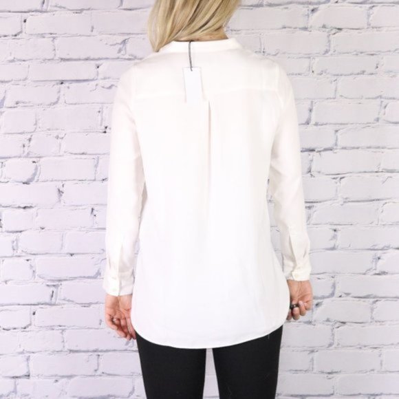 NWT Halston long sleeve high low white blouse r3 - Picture 3 of 9